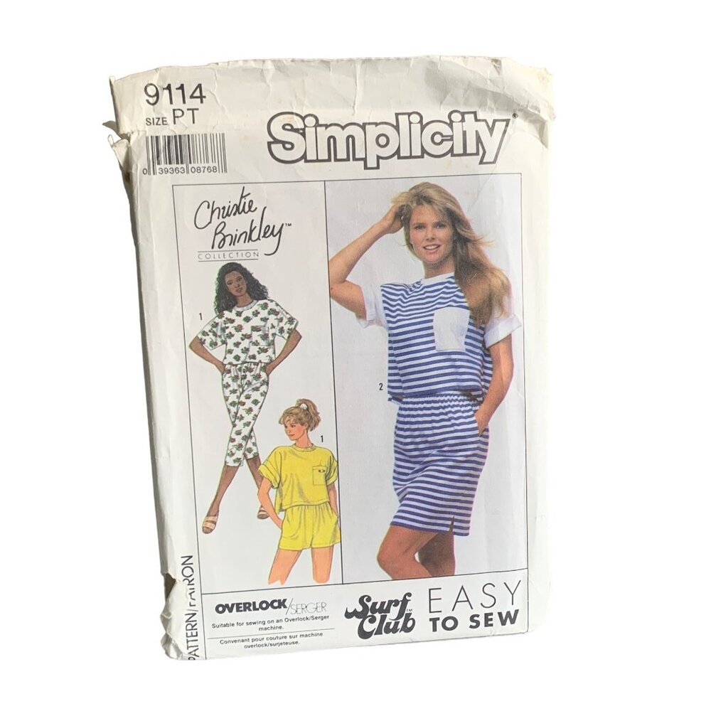 Simplicity 9114 Christie Brinkley Shirt Pant Short Sewing 1989 Pattern Size 6-8